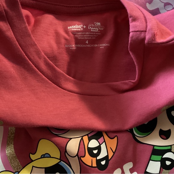 Girls Long Sleeve Powerpuff Heart Valentine’s Day Girls L/S Tee Pink NEW - Picture 3 of 5